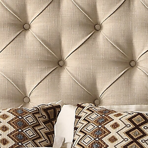 Moser Bay Furniture Calia Tufted Upholstery Chesterfield Headboard, Queen, Beige