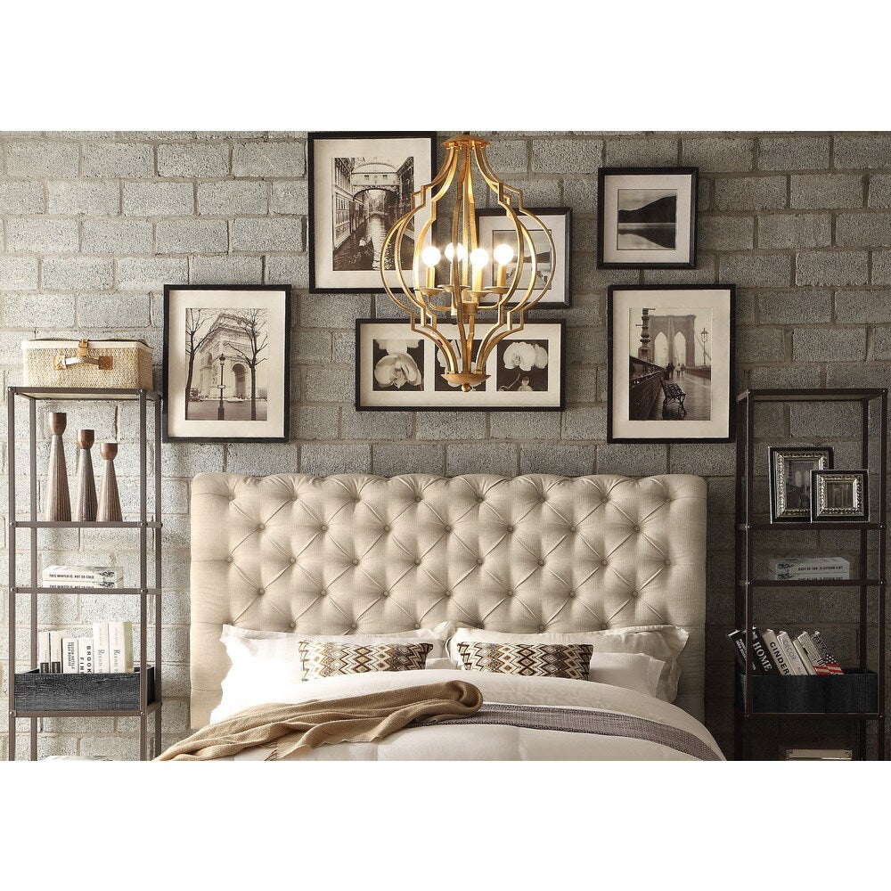 Moser Bay Furniture Calia Tufted Upholstery Chesterfield Headboard, Queen, Beige