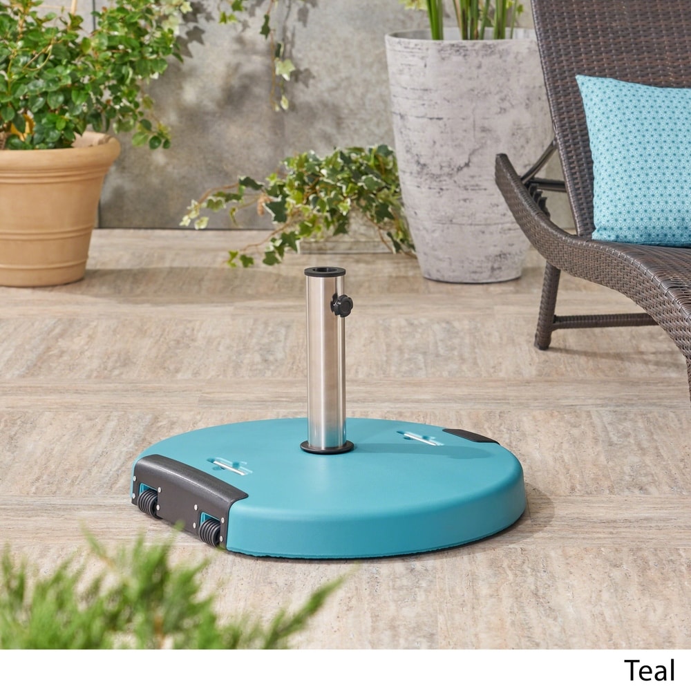 Mota Outdoor Umbrella Base with Stainless Steel Collar by Christopher Knight Home
