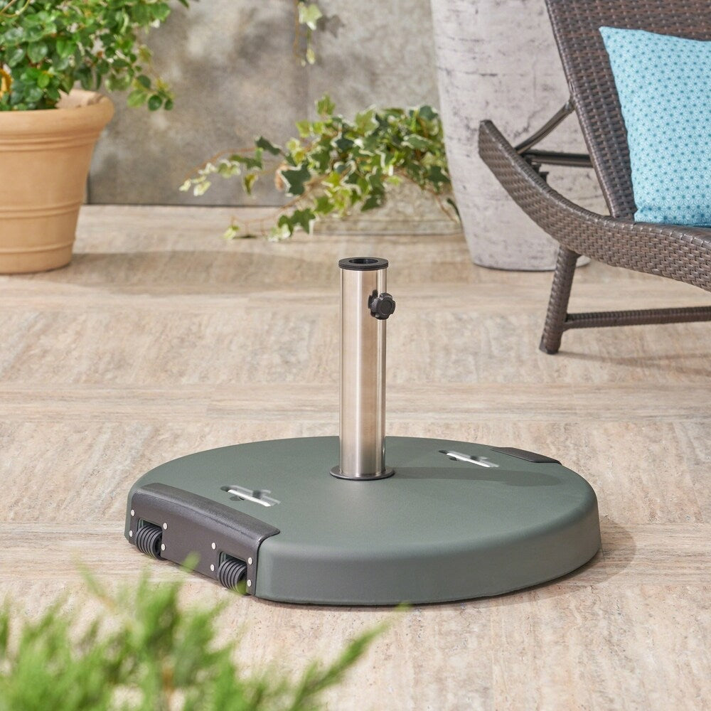 Mota Outdoor Umbrella Base with Stainless Steel Collar by Christopher Knight Home