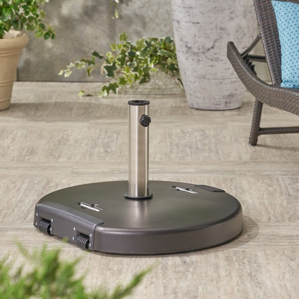 Mota Outdoor Umbrella Base with Stainless Steel Collar by Christopher Knight Home