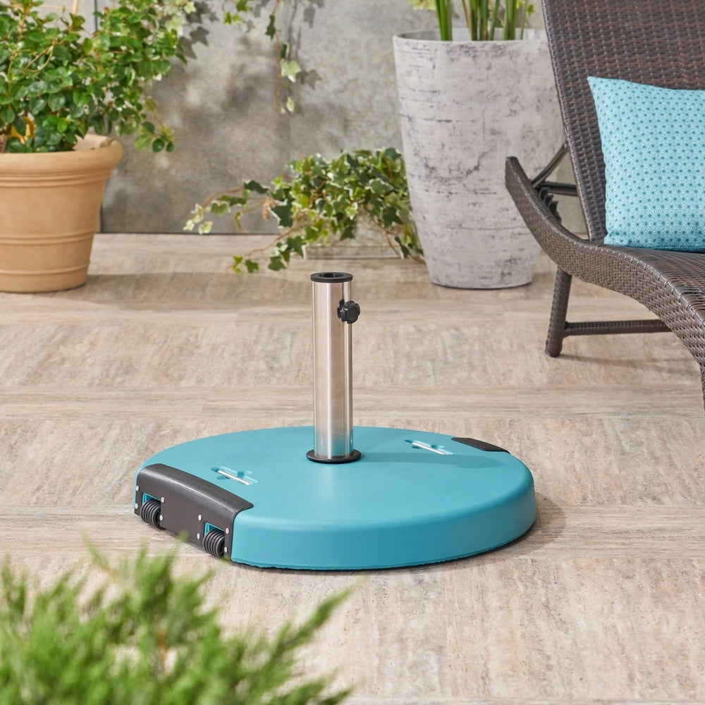 Mota Outdoor Umbrella Base with Stainless Steel Collar by Christopher Knight Home
