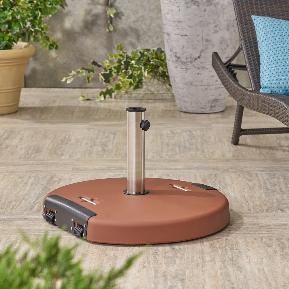 Mota Outdoor Umbrella Base with Stainless Steel Collar by Christopher Knight Home