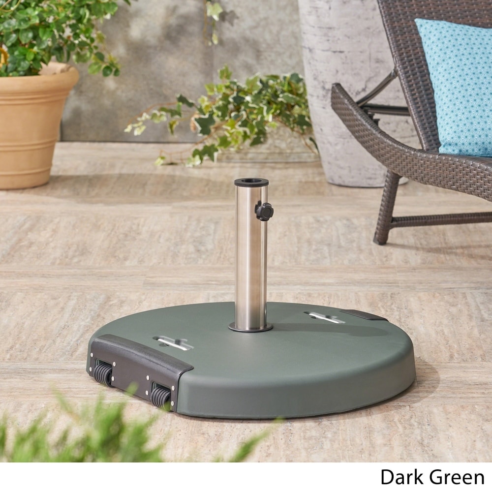 Mota Outdoor Umbrella Base with Stainless Steel Collar by Christopher Knight Home