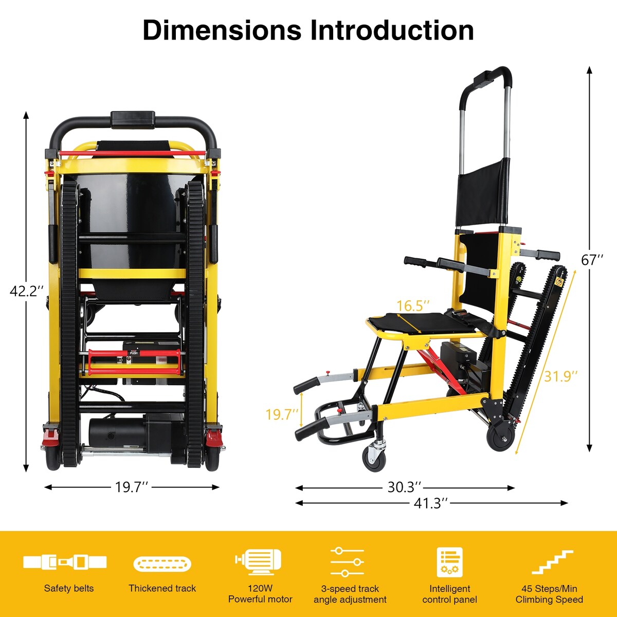 Motorized Stair Climbing Wheel Chair Stairlift Mobility Elevator for Adults Electric Stair Climbing Hand Trucks 440lb Capacity