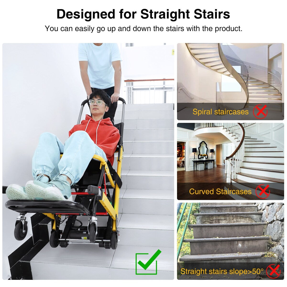 Motorized Stair Climbing Wheel Chair Stairlift Mobility Elevator for Adults Electric Stair Climbing Hand Trucks 440lb Capacity