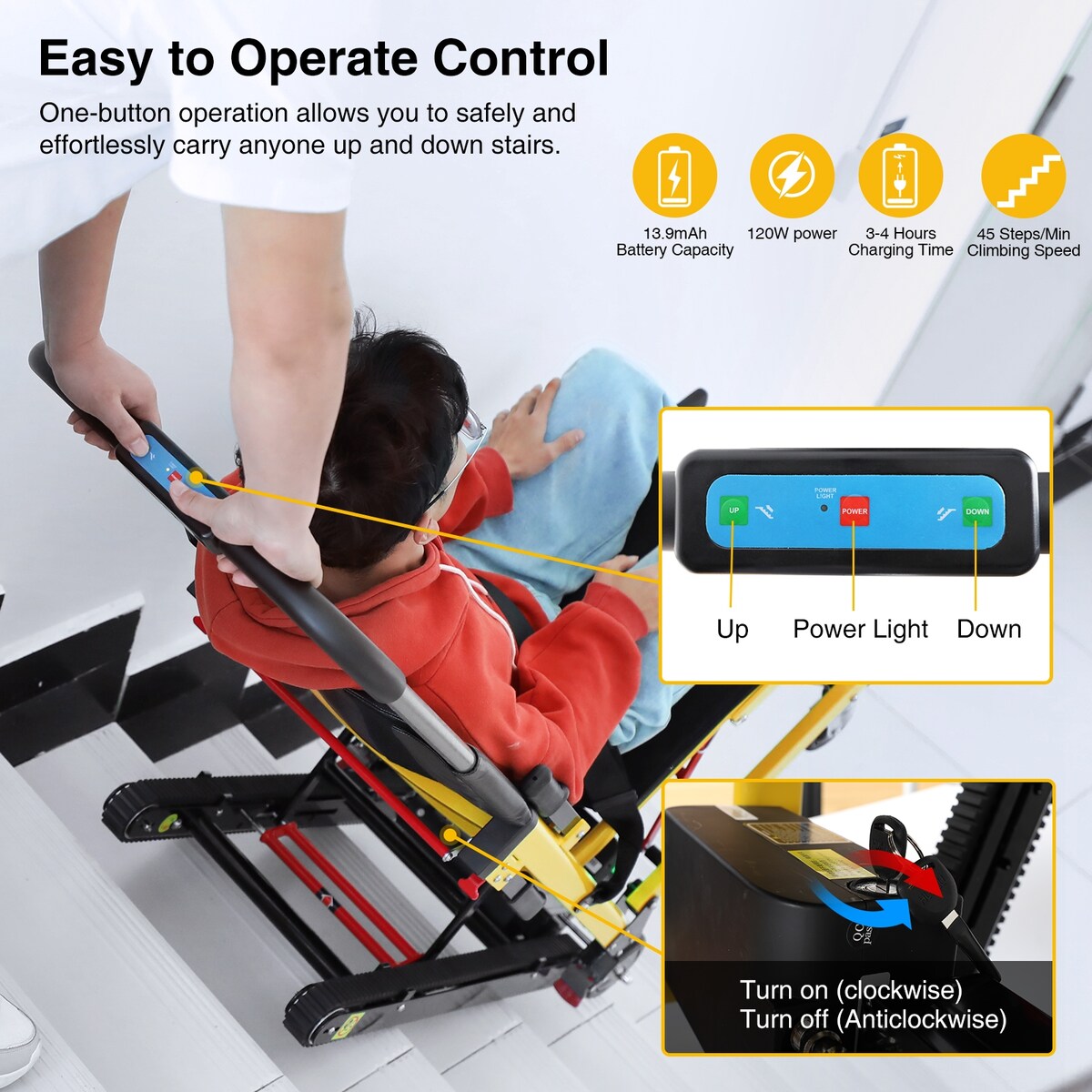 Motorized Stair Climbing Wheel Chair Stairlift Mobility Elevator for Adults Electric Stair Climbing Hand Trucks 440lb Capacity