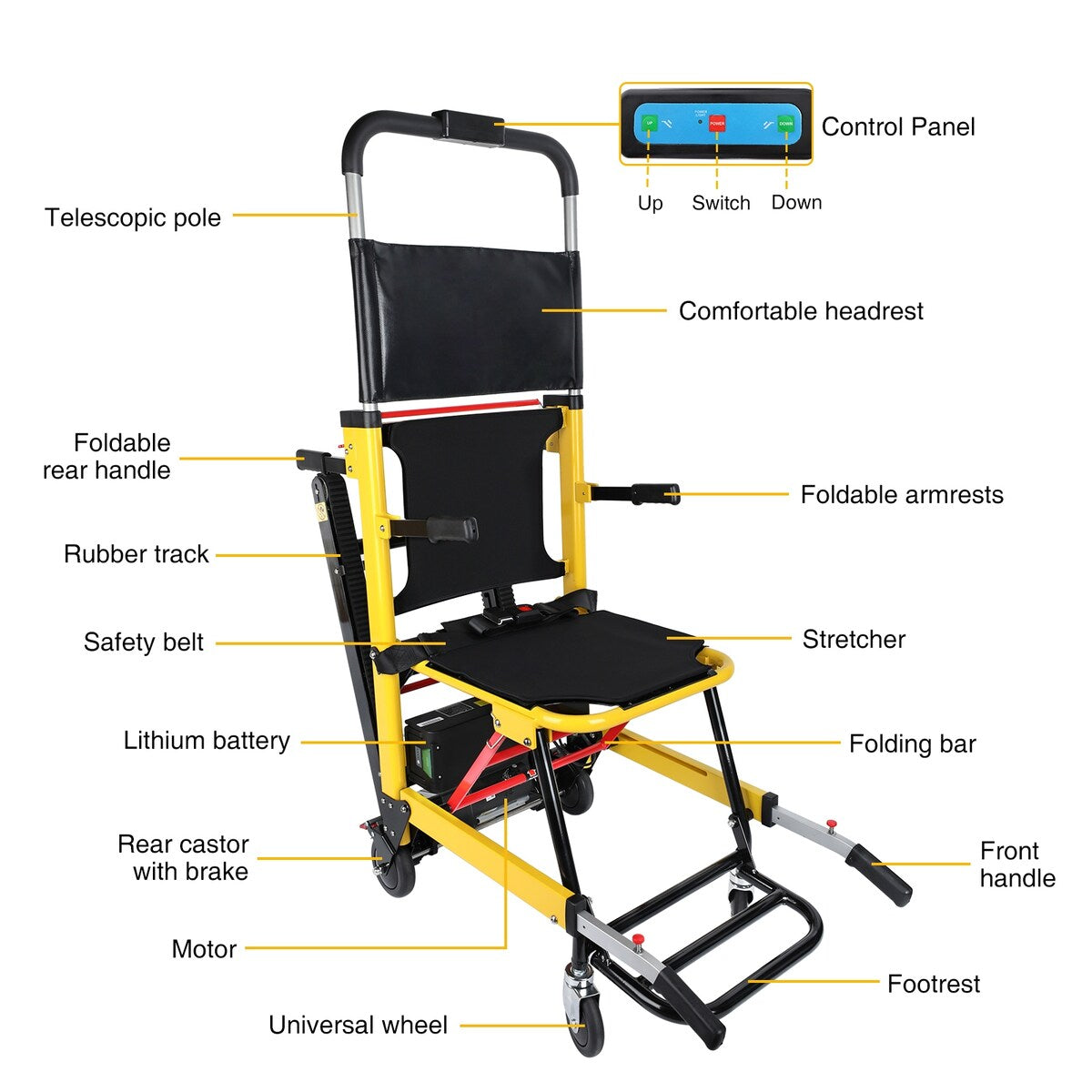 Motorized Stair Climbing Wheel Chair Stairlift Mobility Elevator for Adults Electric Stair Climbing Hand Trucks 440lb Capacity