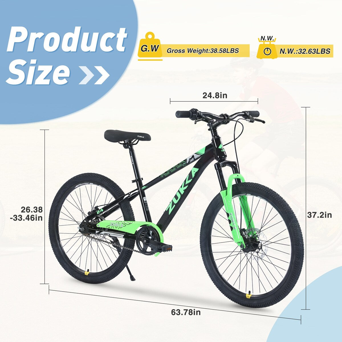 Mountain Bike,24 Inch MTB for Boys and Girls Age 9-12 Years,Multiple Colors