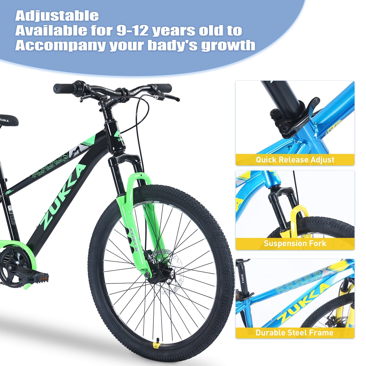 Mountain Bike,24 Inch MTB for Boys and Girls Age 9-12 Years,Multiple Colors