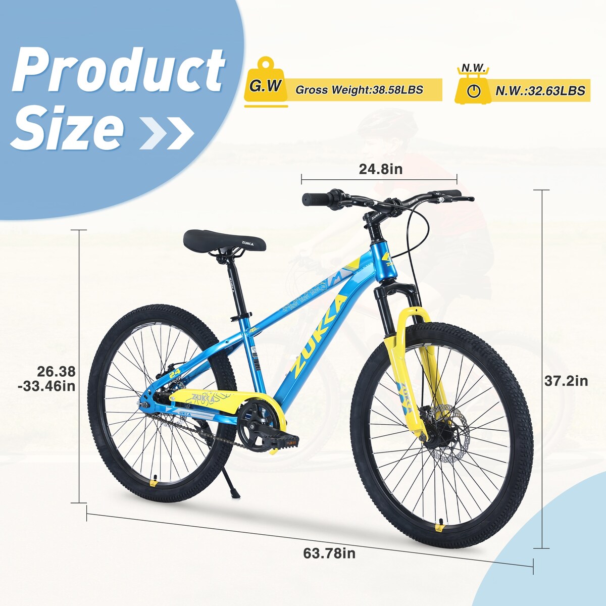 Mountain Bike,24 Inch MTB for Boys and Girls Age 9-12 Years,Multiple Colors