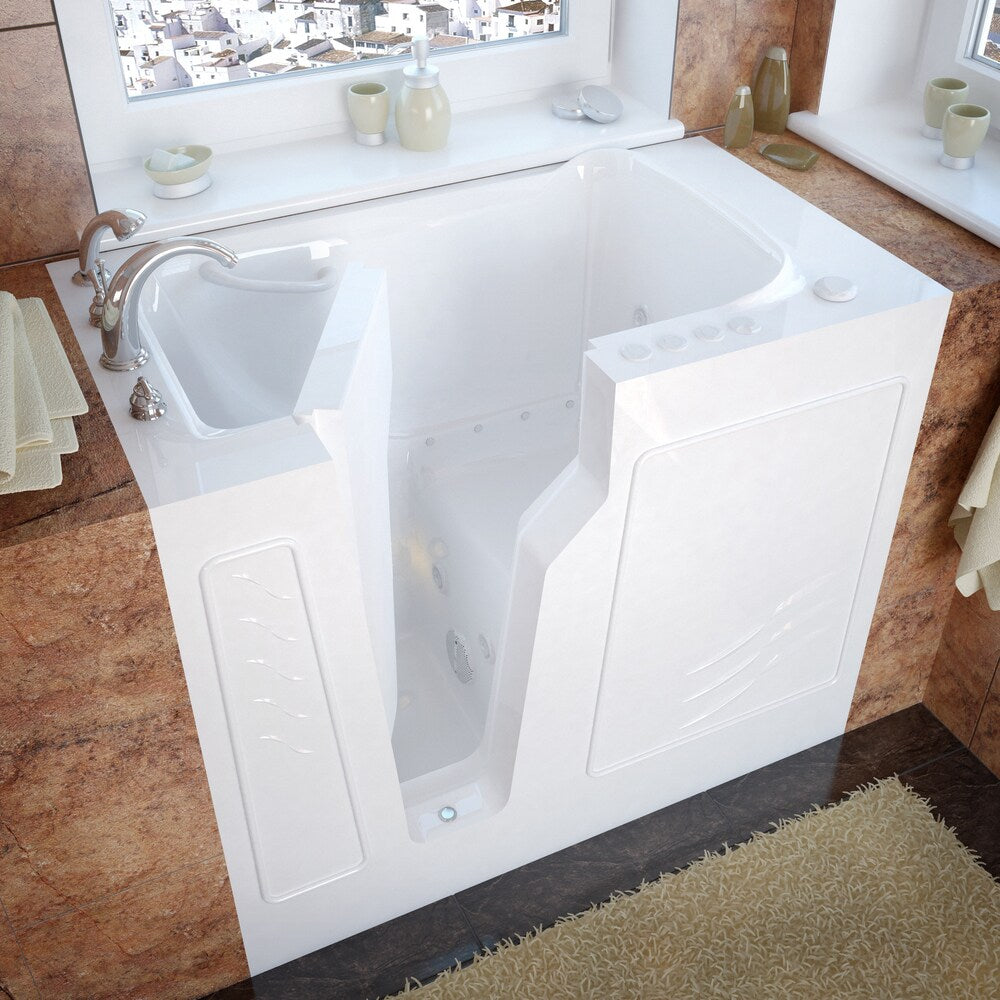 MediTub 26x46-inch Left Drain White Dual Jetted Walk-In Bathtub