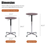 Standing Desk Adjustable Bar Pub Table with Castors - 27.50 x 27.50 x 42.90