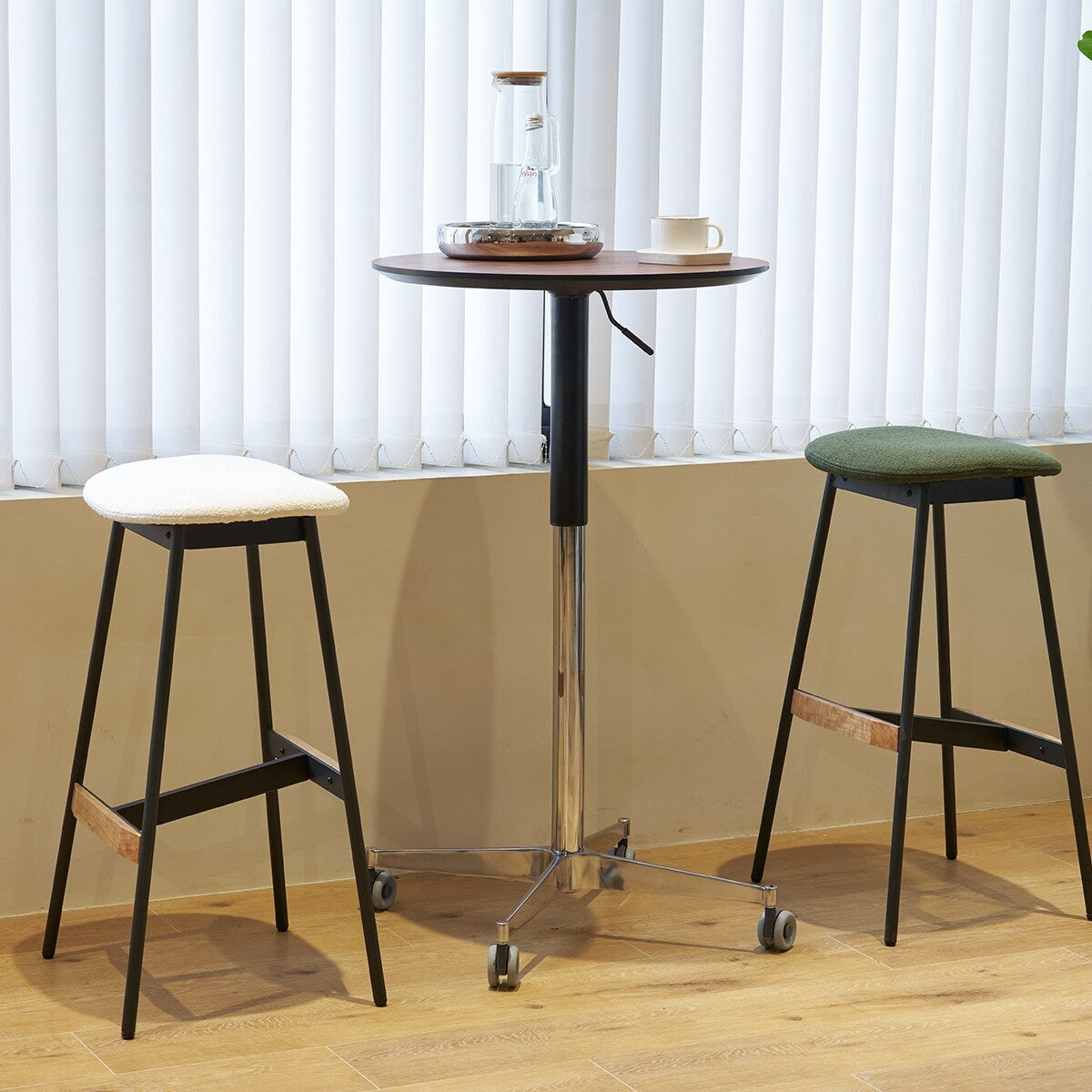 Standing Desk Adjustable Bar Pub Table with Castors - 27.50 x 27.50 x 42.90