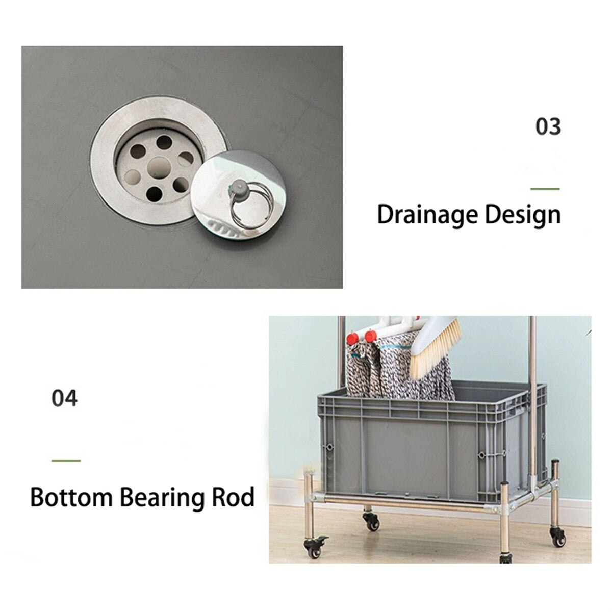 Movable Mop Rack Cleaning Tool Cart
