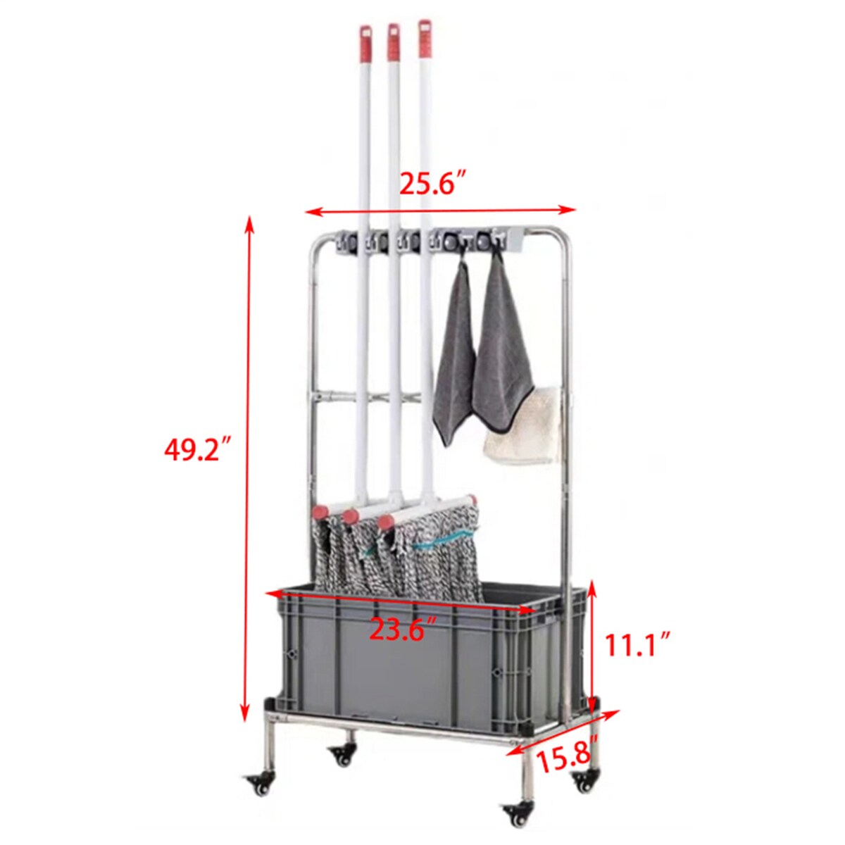 Movable Mop Rack Cleaning Tool Cart