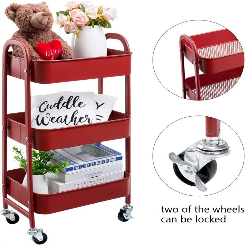 Movable Rolling Organizer Cart - 15.35"D x 27.5"W x 11.42"H