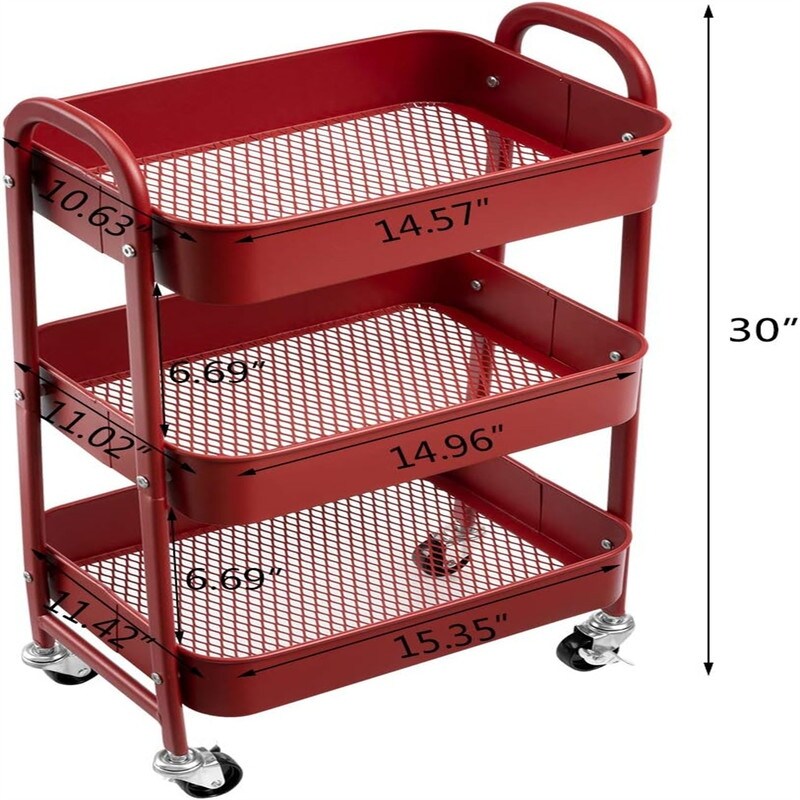 Movable Rolling Organizer Cart - 15.35"D x 27.5"W x 11.42"H