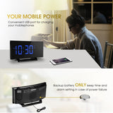 Mpow Projection Clock, FM Radio Alarm Clock, Curved-Screen Digital Alarm Clock