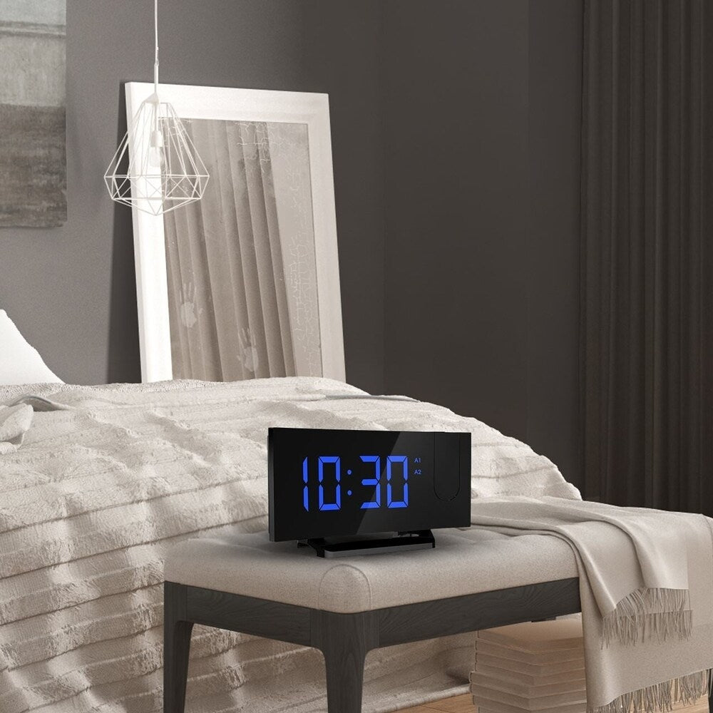 Mpow Projection Clock, FM Radio Alarm Clock, Curved-Screen Digital Alarm Clock