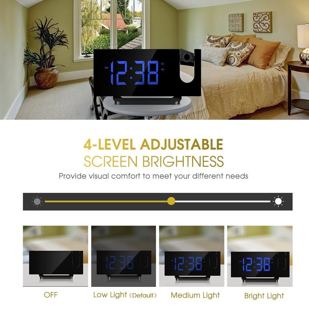 Mpow Projection Clock, FM Radio Alarm Clock, Curved-Screen Digital Alarm Clock