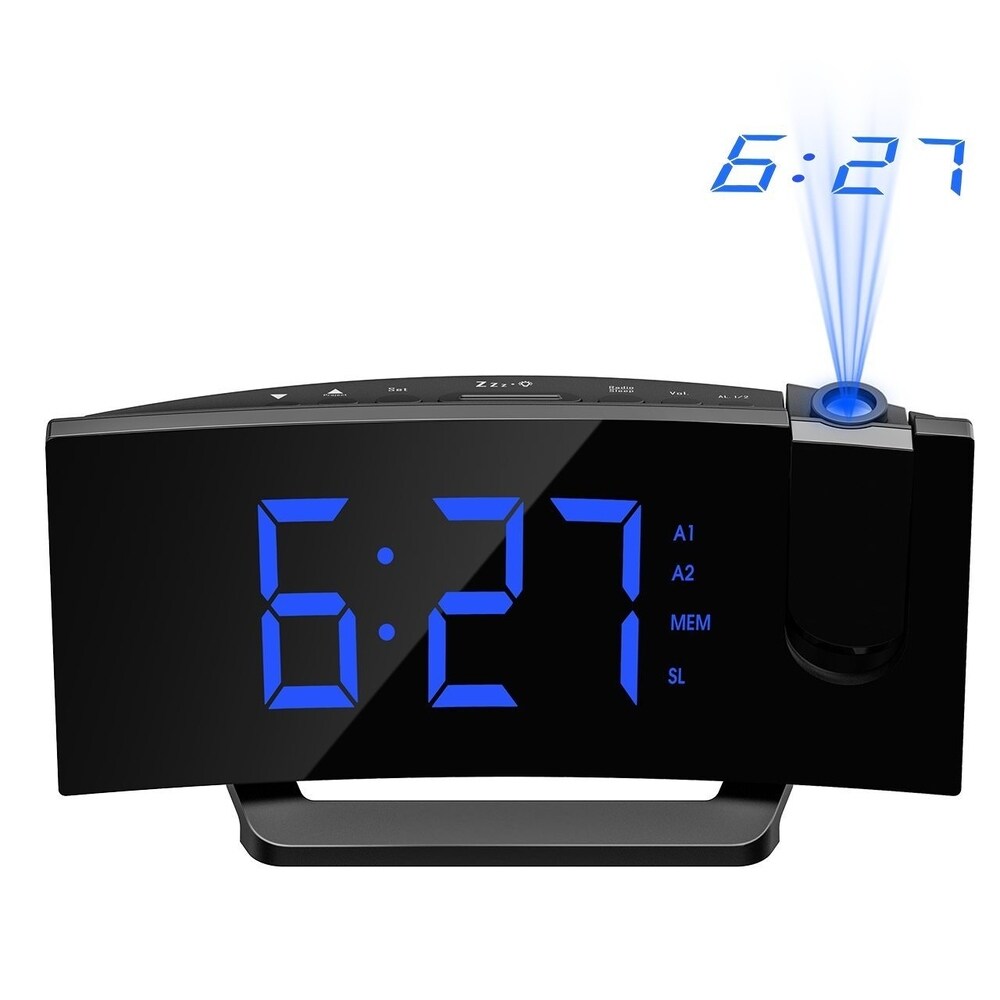 Mpow Projection Clock, FM Radio Alarm Clock, Curved-Screen Digital Alarm Clock