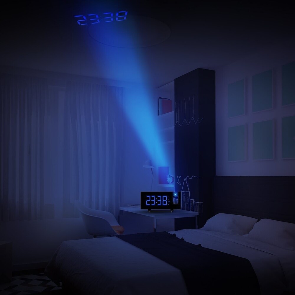 Mpow Projection Clock, FM Radio Alarm Clock, Curved-Screen Digital Alarm Clock
