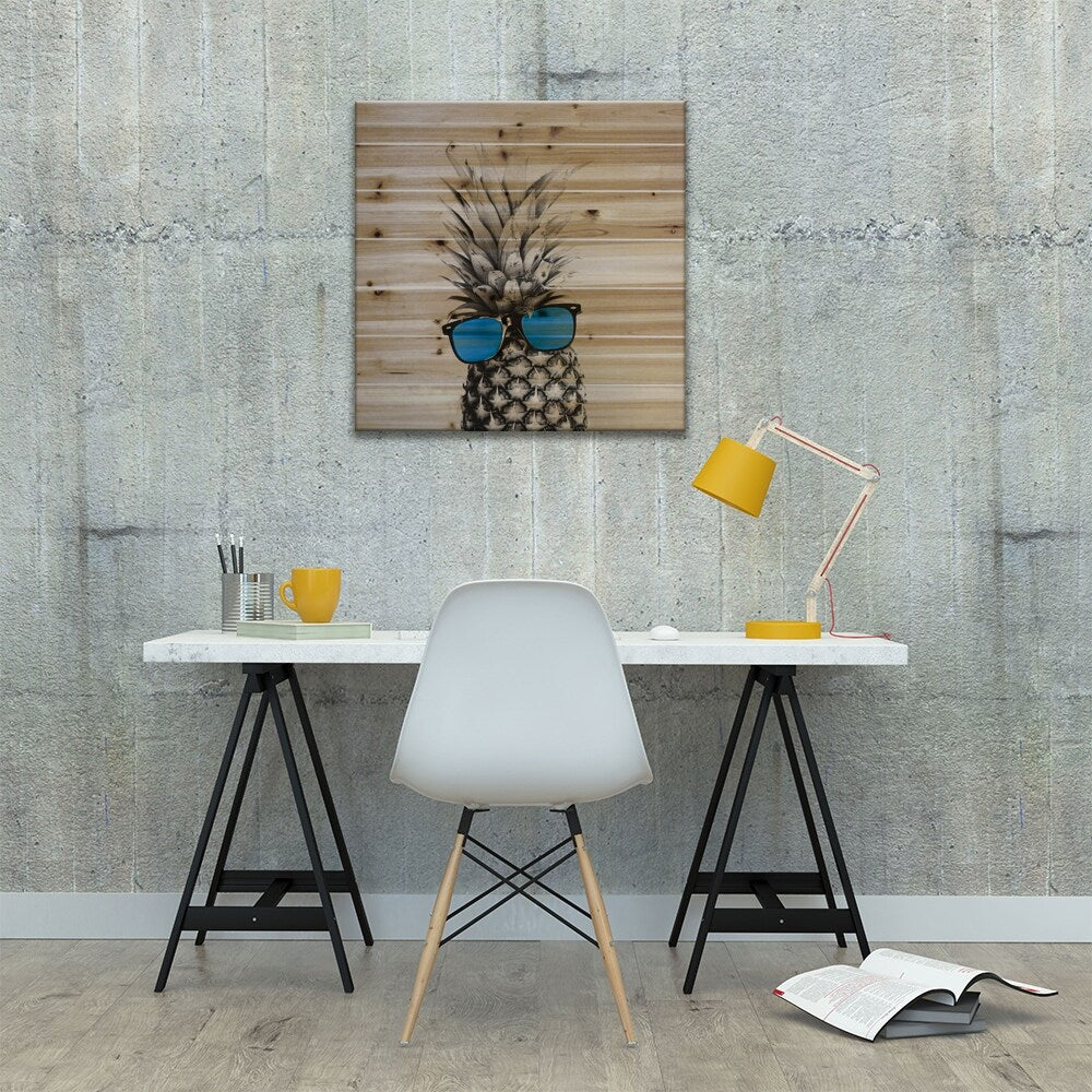 Mr. Pineapple II Print On Wood by Chelsea Victoria - Multi-Color