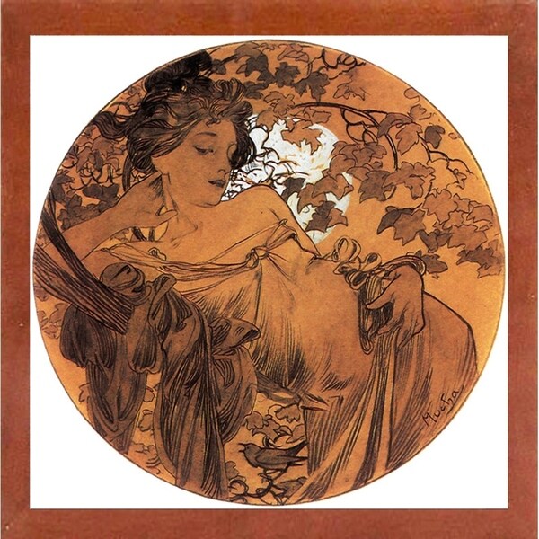 Mucha Autumn Medallion-VINAPP113788 Print 10"x10" by Vintage Apple Collection