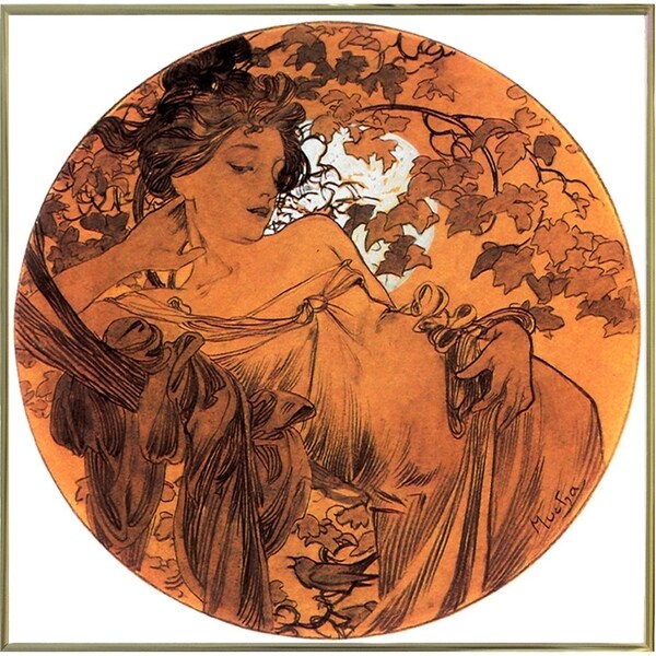 Mucha Autumn Medallion-VINAPP113788 Print 10"x10" by Vintage Apple Collection