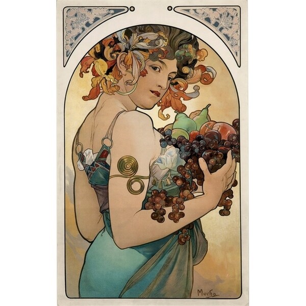 Mucha Fruit Panel-VINAPP113774 Print 24"x15.25" by Vintage Apple Collection