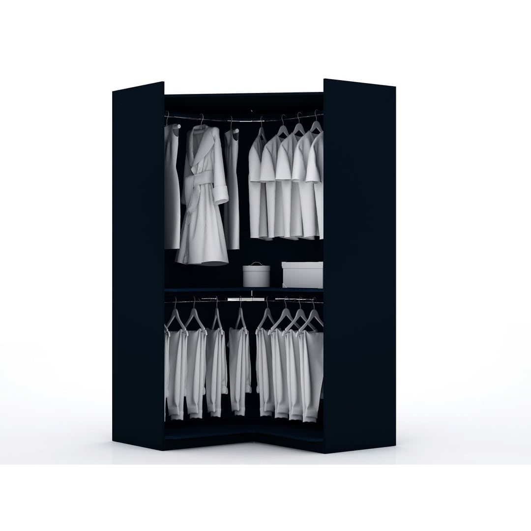 Mulberry Modern Open Corner Closet with 2 Hanging Rods