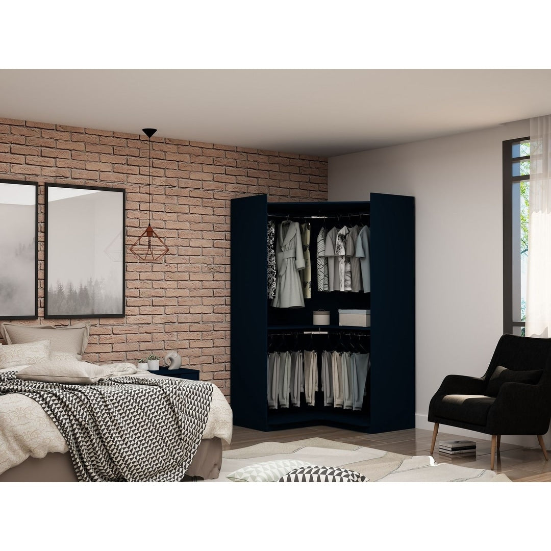 Mulberry Modern Open Corner Closet with 2 Hanging Rods
