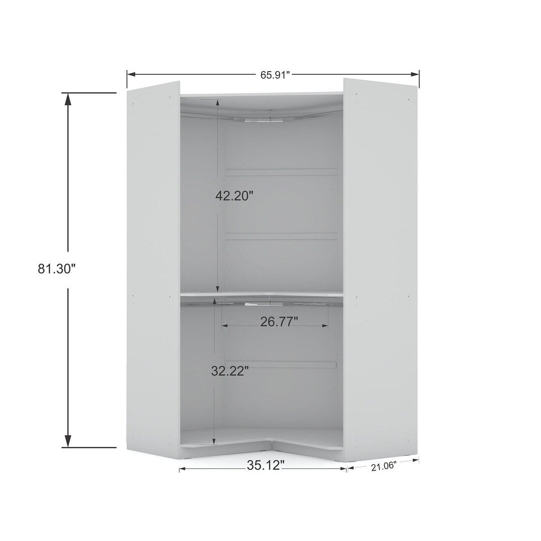 Mulberry Modern Open Corner Closet with 2 Hanging Rods