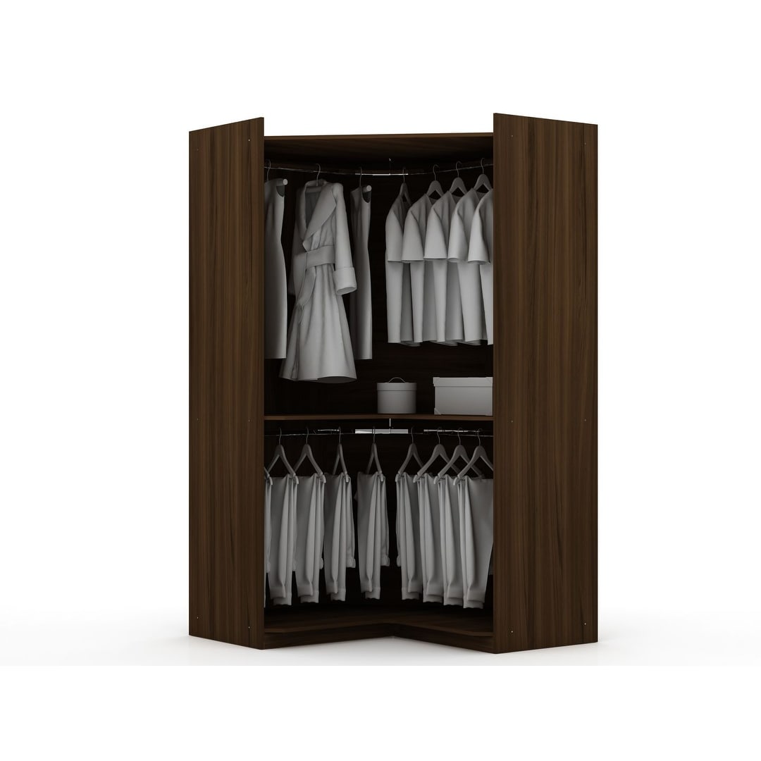 Mulberry Modern Open Corner Closet with 2 Hanging Rods