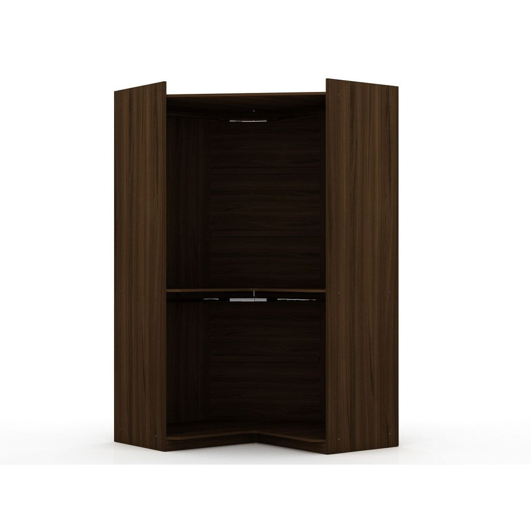 Mulberry Modern Open Corner Closet with 2 Hanging Rods
