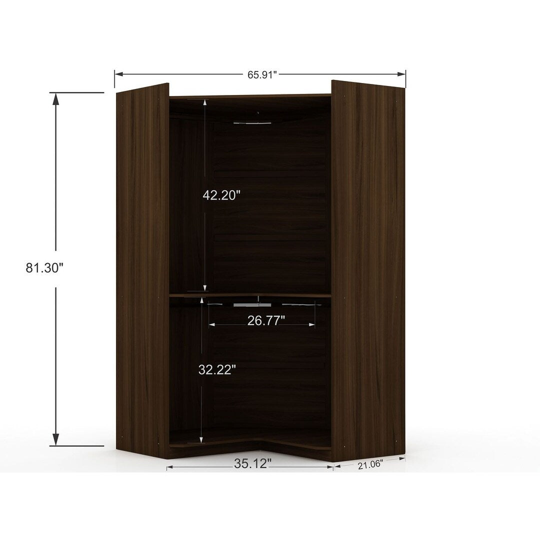 Mulberry Modern Open Corner Closet with 2 Hanging Rods