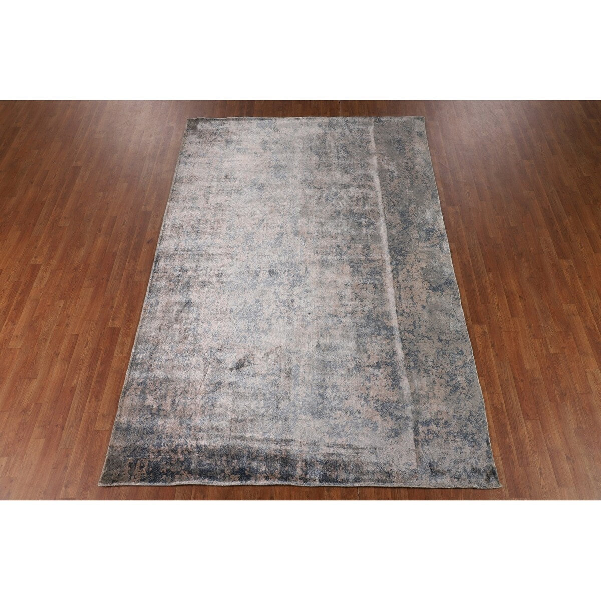 Multi-Color Abstract Area Rug Hand-Knotted Bedroom Wool Carpet - 6'8" X 9'11"