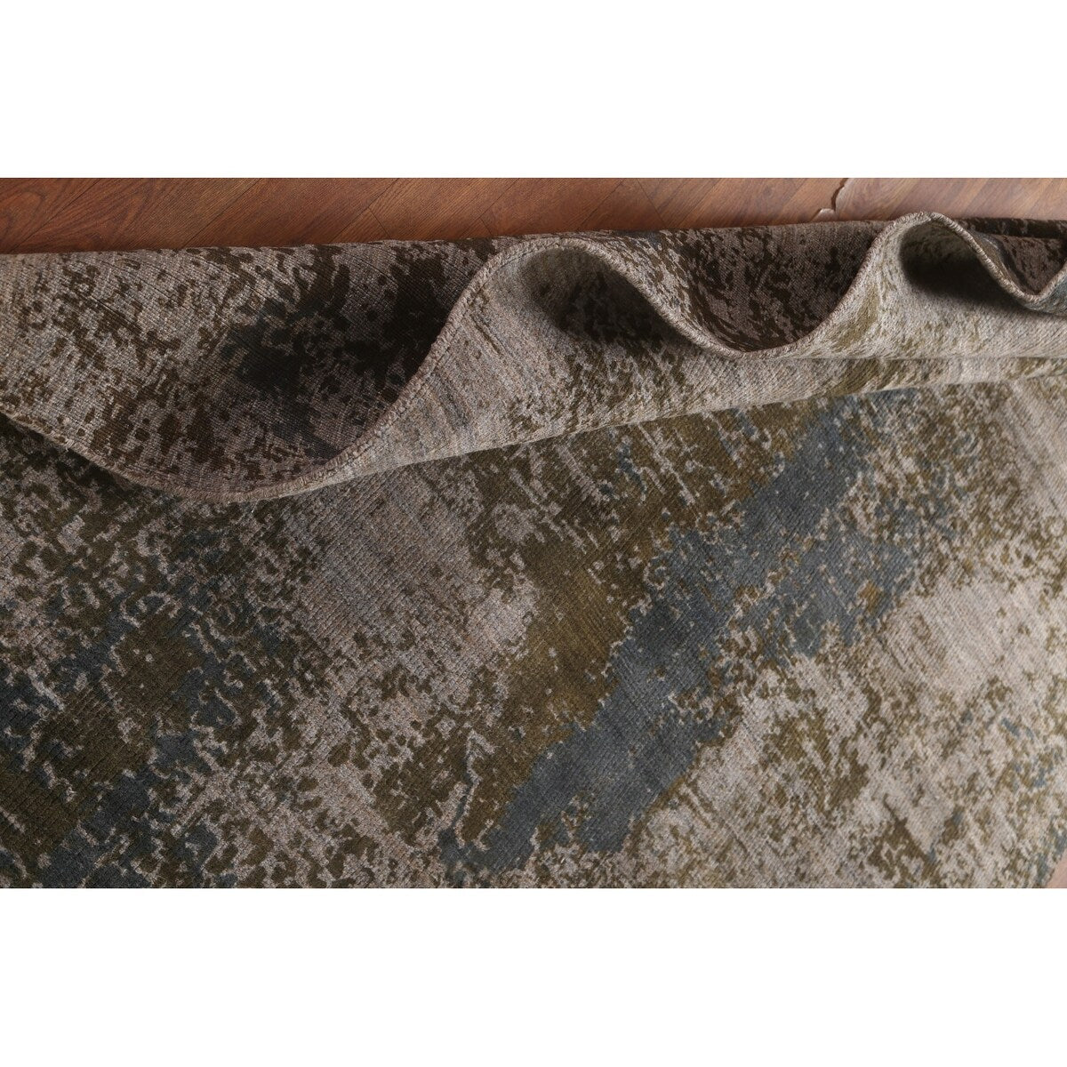 Multi-Color Abstract Area Rug Handmade Wool Carpet - 5'3" x 8'4"