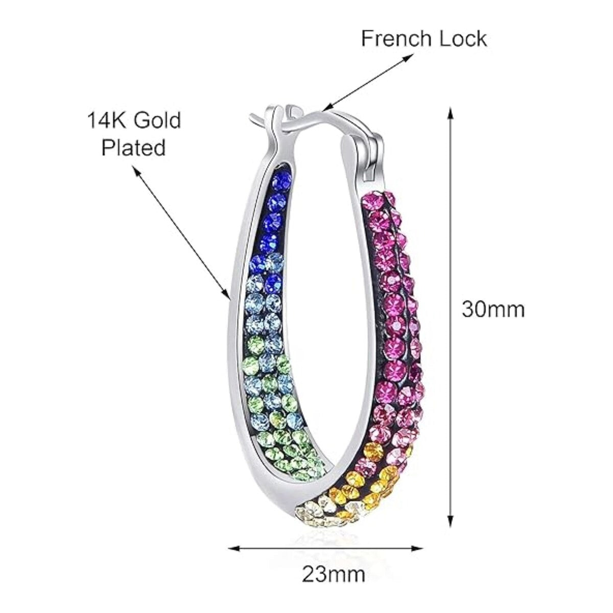 Multi Color Inside Out Crystal Hoop Earrings For Women - Multi Color