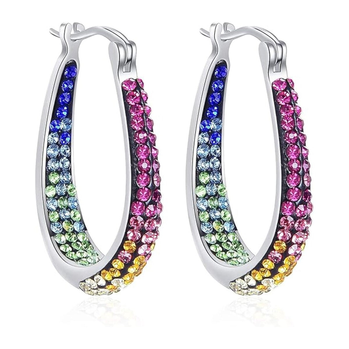 Multi Color Inside Out Crystal Hoop Earrings For Women - Multi Color