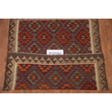 Multi-Color Kilim Oriental Area Rug Hand-woven Wool Carpet - 5'1" x 6'5"