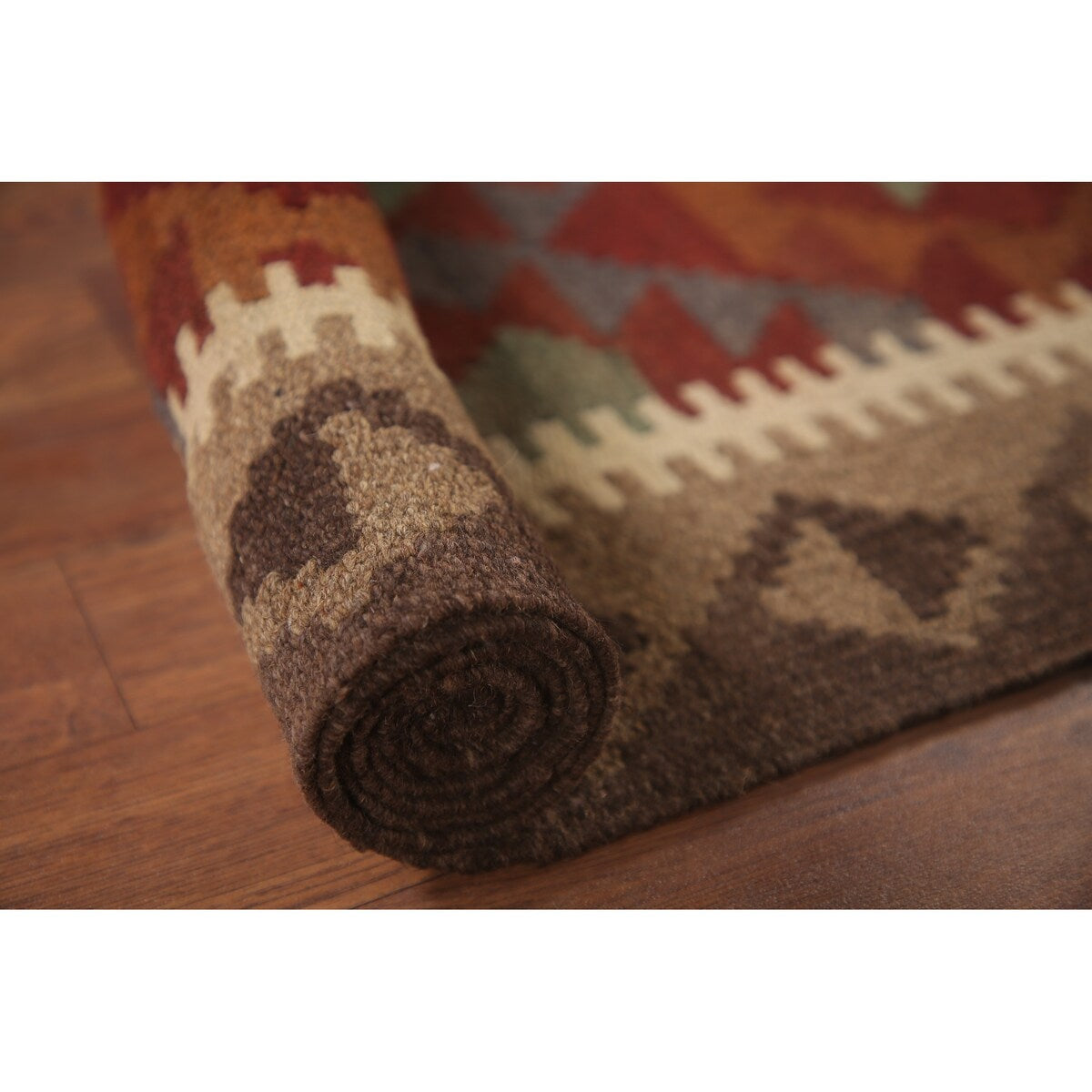 Multi-Color Kilim Oriental Area Rug Hand-woven Wool Carpet - 5'1" x 6'5"