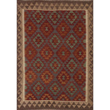 Multi-Color Kilim Oriental Area Rug Hand-woven Wool Carpet - 5'1" x 6'5"