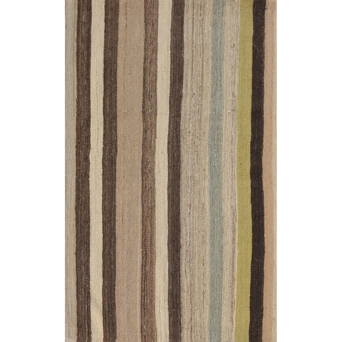Multi-Color Striped Kilim Oriental Area Rug Flatweave Wool Carpet - 3'1"x 5'3"