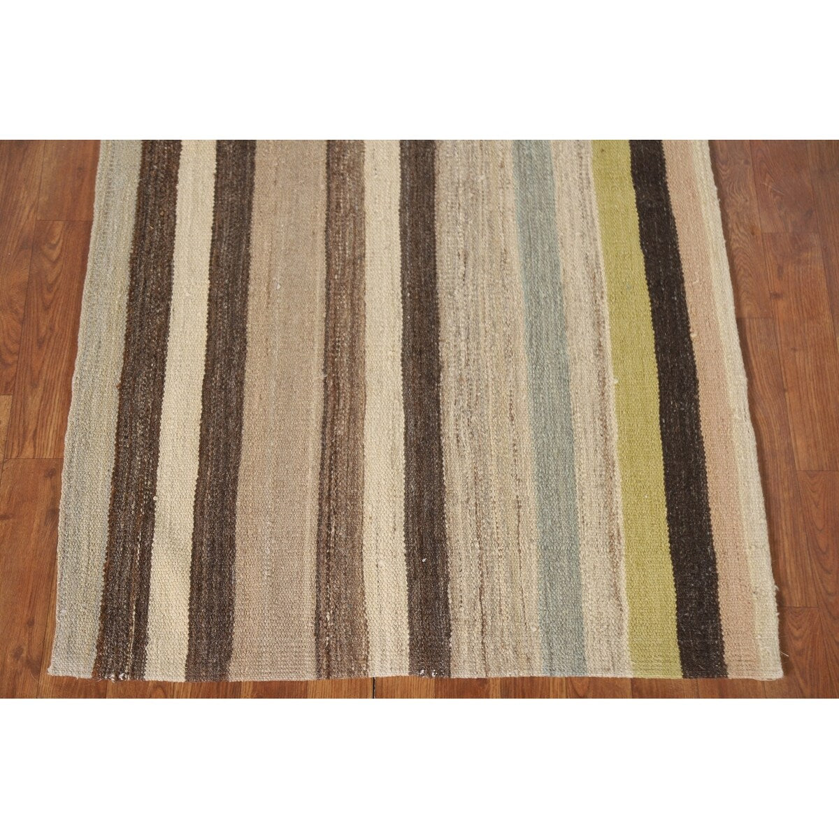 Multi-Color Striped Kilim Oriental Area Rug Flatweave Wool Carpet - 3'1"x 5'3"