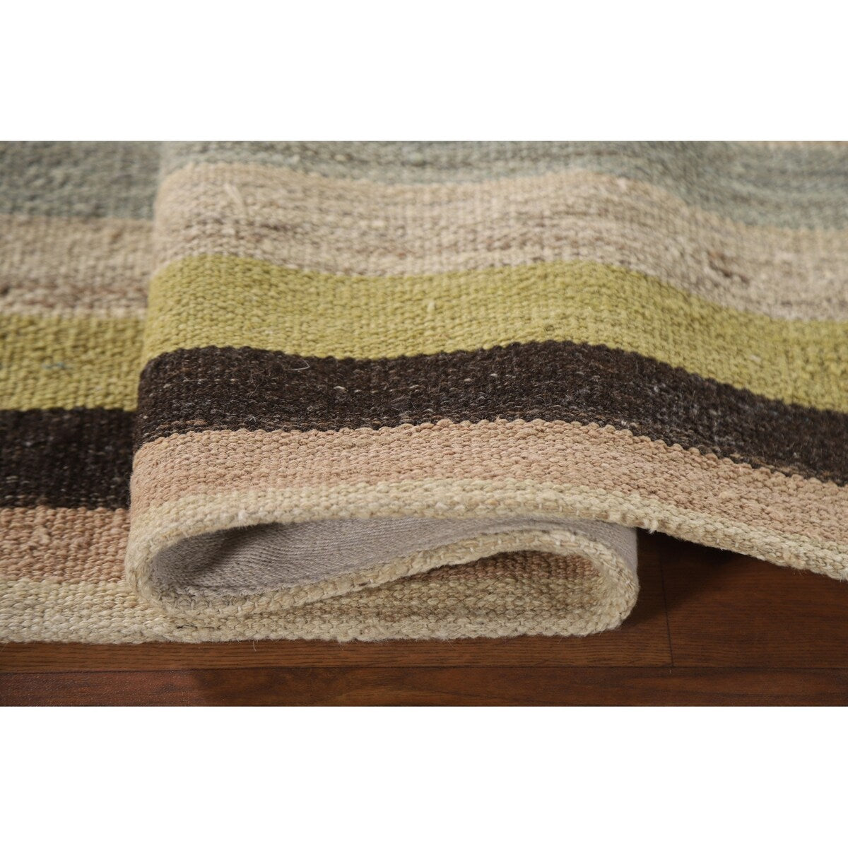 Multi-Color Striped Kilim Oriental Area Rug Flatweave Wool Carpet - 3'1"x 5'3"