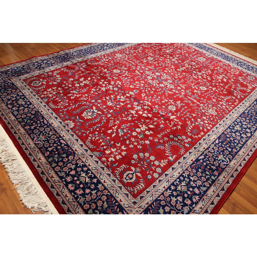 Hand-knotted Indian Tabriz Multicolor Wool Area Rug (9' x 12') - 9' x 12'