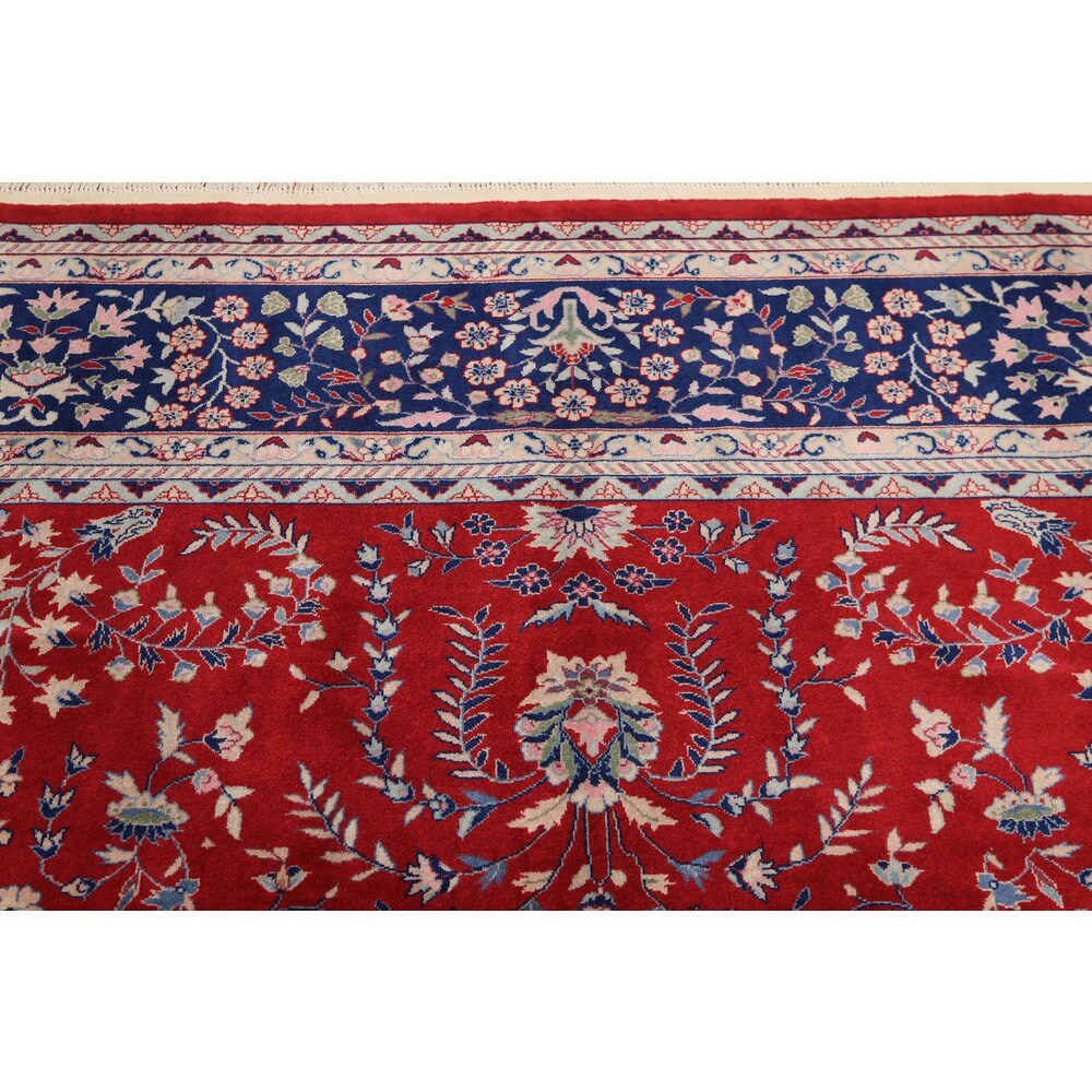 Hand-knotted Indian Tabriz Multicolor Wool Area Rug (9' x 12') - 9' x 12'