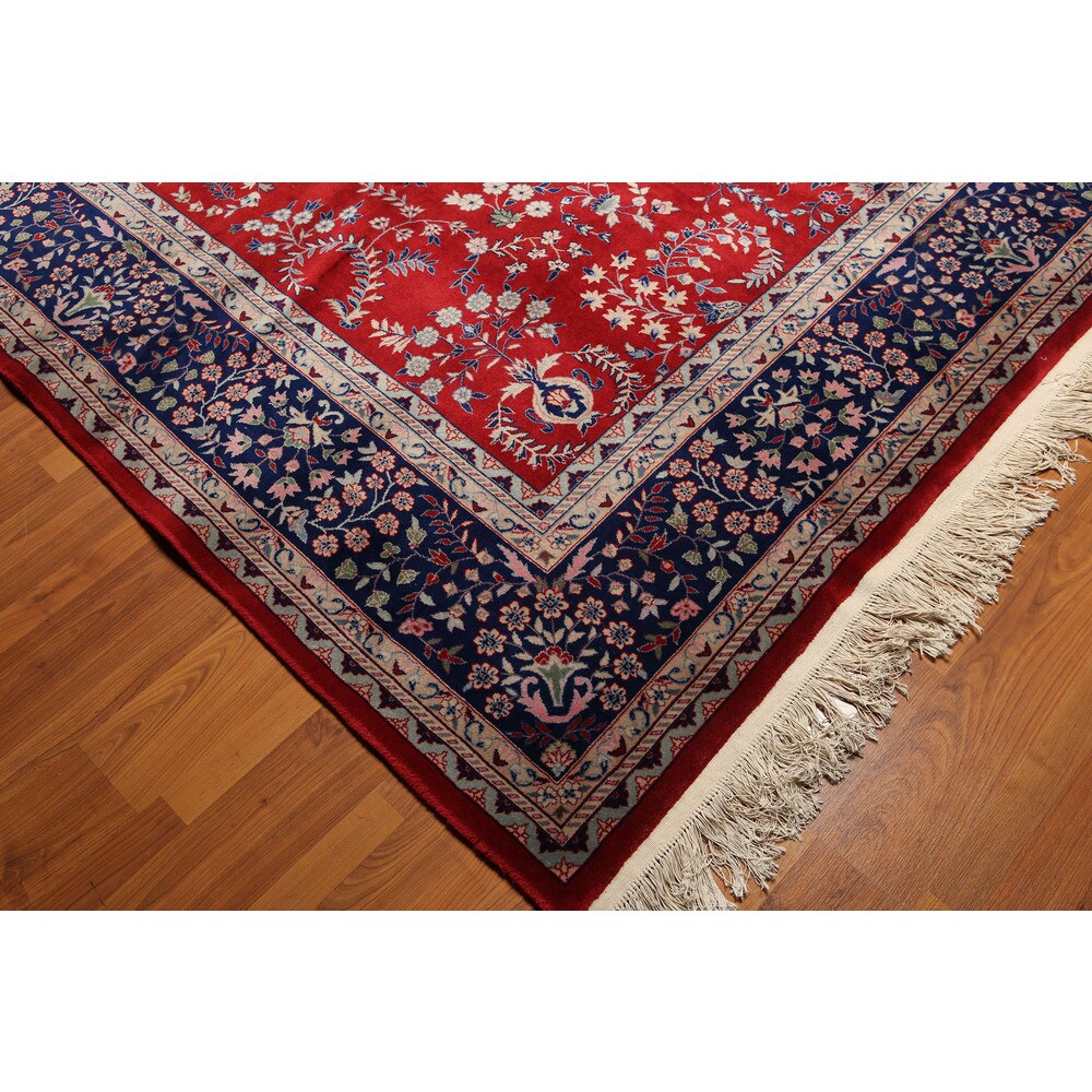 Hand-knotted Indian Tabriz Multicolor Wool Area Rug (9' x 12') - 9' x 12'